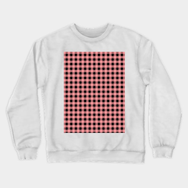 Gingham Check Pattern Stripes Black and Pink Crewneck Sweatshirt by GDCdesigns